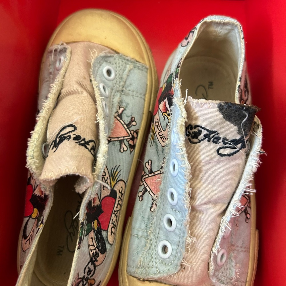 Ed Hardy Kids Sneakers with Heart and Skull Design